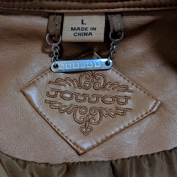 Girls brown motorcycle style jacket - Picture 2 of 5